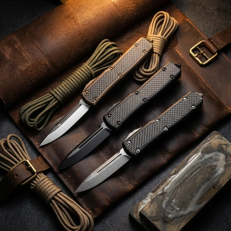 Microtech Ultratech — Elmax OTF Automatic Knife Carbon Fiber Inlay - 6