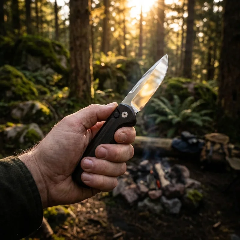 Pro-Tech Godson — 154CM Automatic Knife Ebony Wood Handle - 5