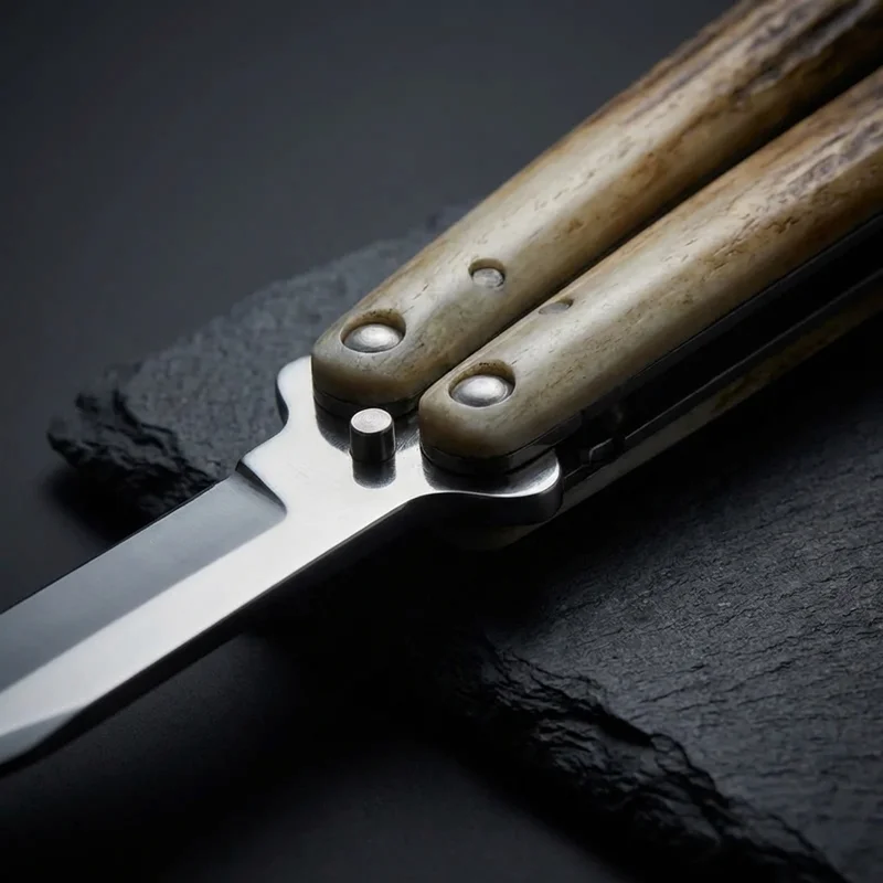 Bear & Son 114B — Stainless Steel Butterfly Knife Bone Handle - 4