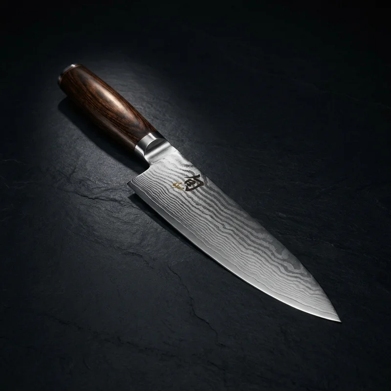 Shun Premier — VG-MAX Damascus Chef Knife 20cm Walnut PakkaWood Handle - 1