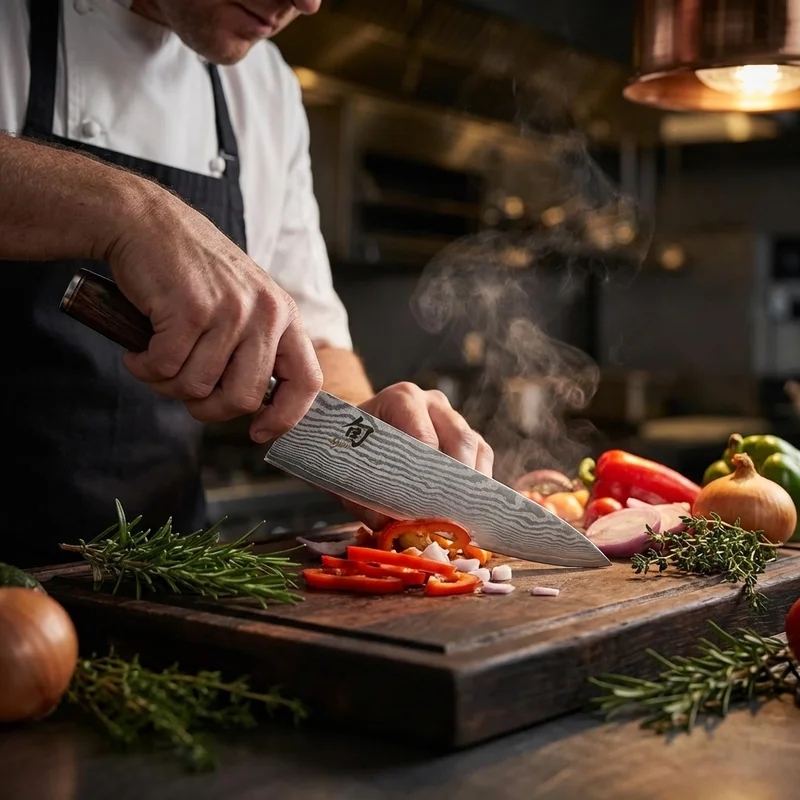 Shun Premier — VG-MAX Damascus Chef Knife 20cm Walnut PakkaWood Handle - 5