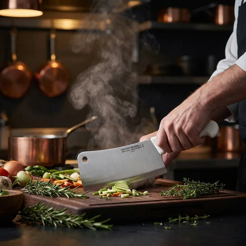 Dexter-Russell Sani-Safe — High-Carbon Butcher Cleaver 20cm White Handle - 5