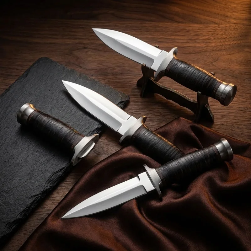 Gil Hibben — Shadow Dagger 420J2 Stainless Steel Leather Grip Handle - 6