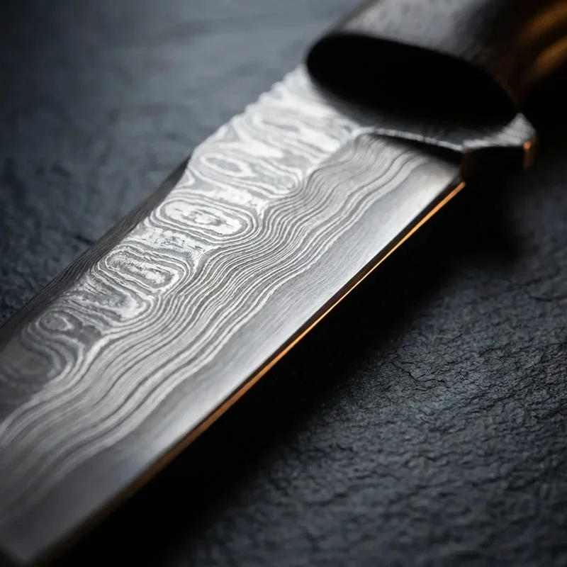 Falcon Blades — Damascus Tanto Fixed Blade VG-10 Core Ebony Handle - 2