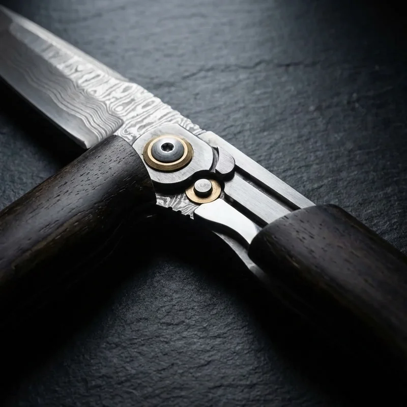 Falcon Blades — Damascus Tanto Fixed Blade VG-10 Core Ebony Handle - 4