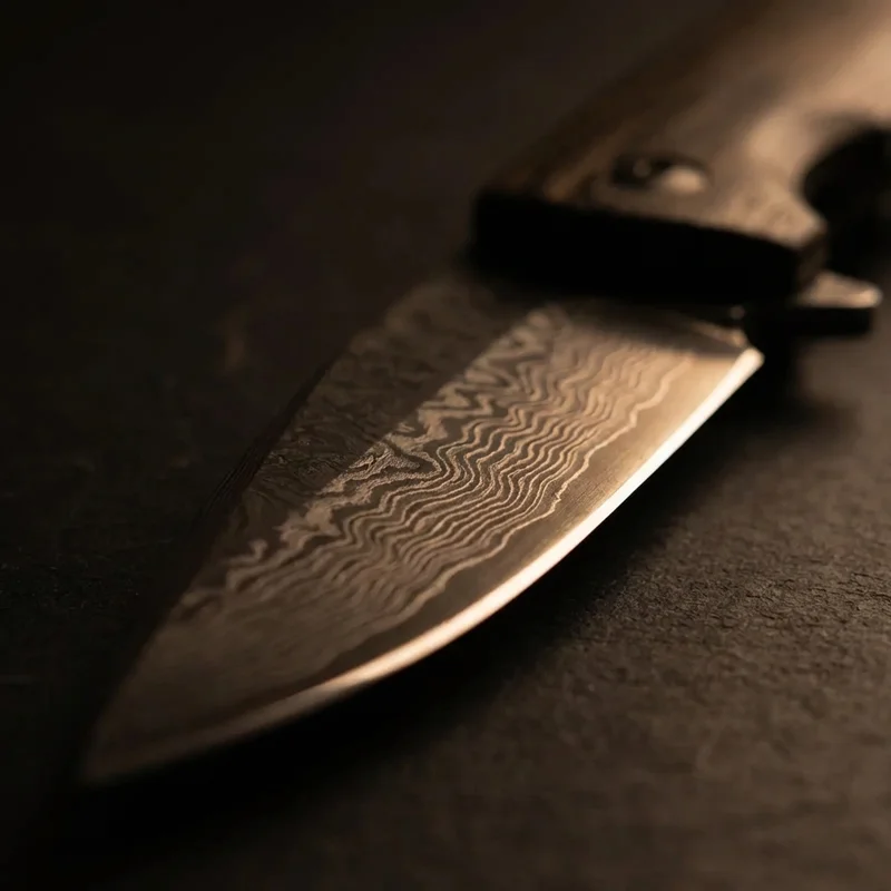 Miyabi Black 5000MCD — Damascus Folding Knife VG-10 Core Birch Handle - 2