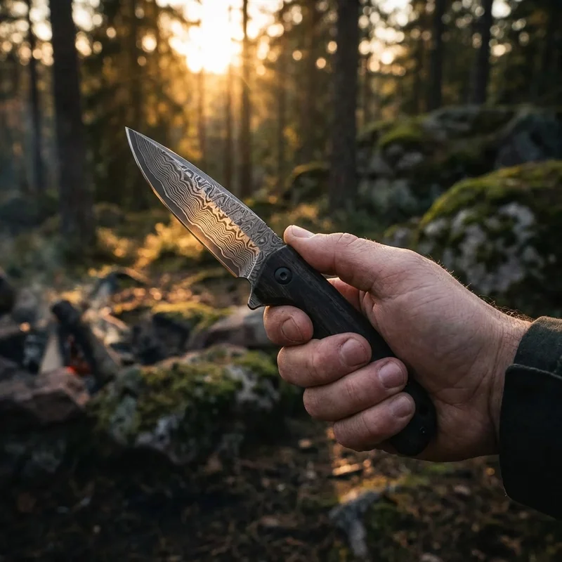 Miyabi Black 5000MCD — Damascus Folding Knife VG-10 Core Birch Handle - 5