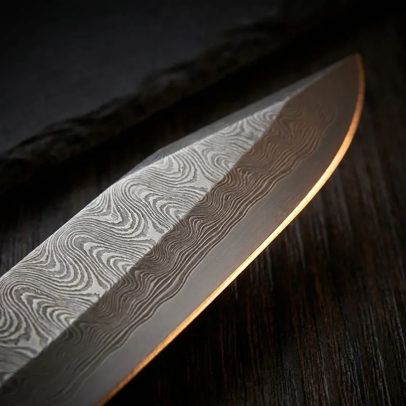 White Deer — 256-Layer Damascus Bowie Knife Olive Wood Handle - 2