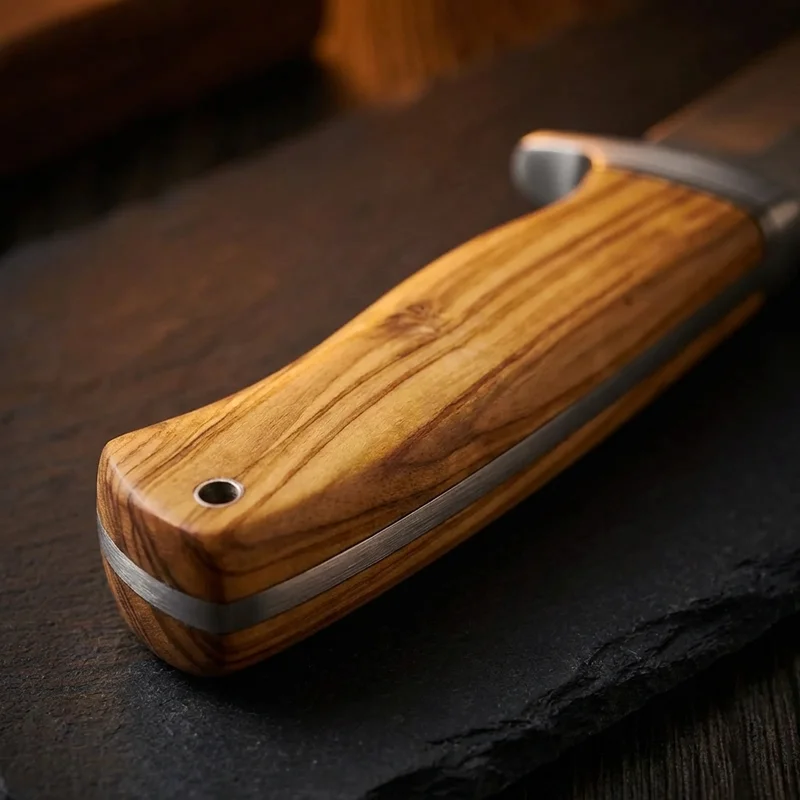 White Deer — 256-Layer Damascus Bowie Knife Olive Wood Handle - 3