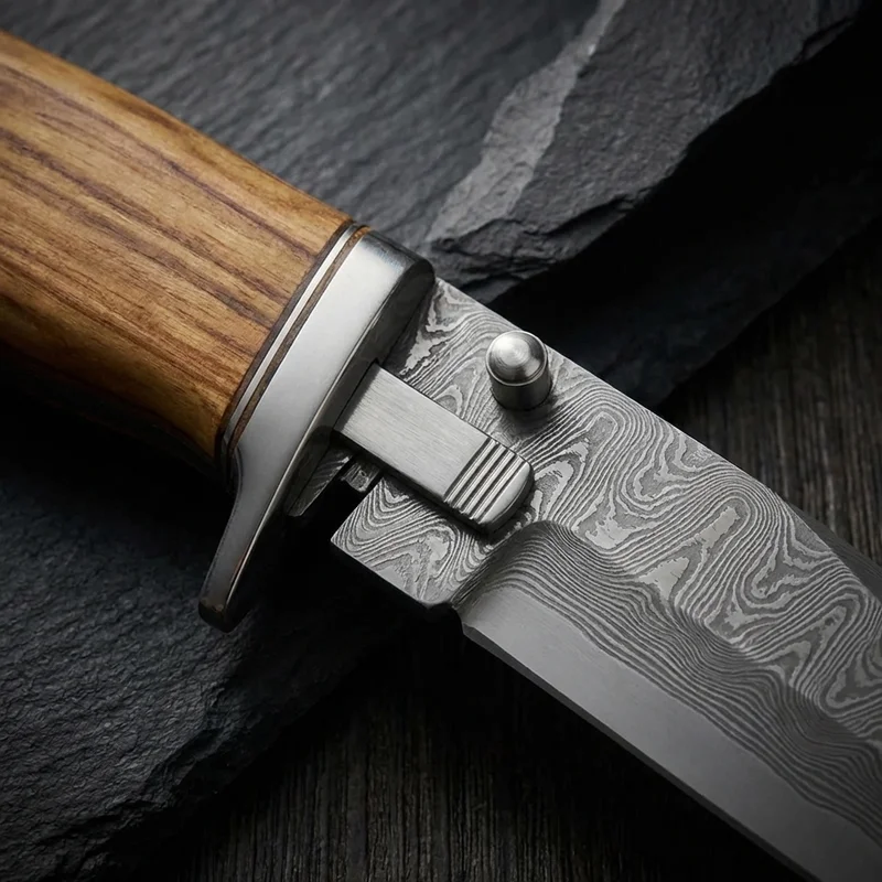 White Deer — 256-Layer Damascus Bowie Knife Olive Wood Handle - 4