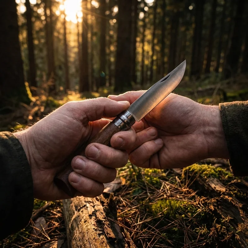 Opinel N°08 — Carbone French Folding Knife XC90 Carbon Steel Walnut Handle - 5