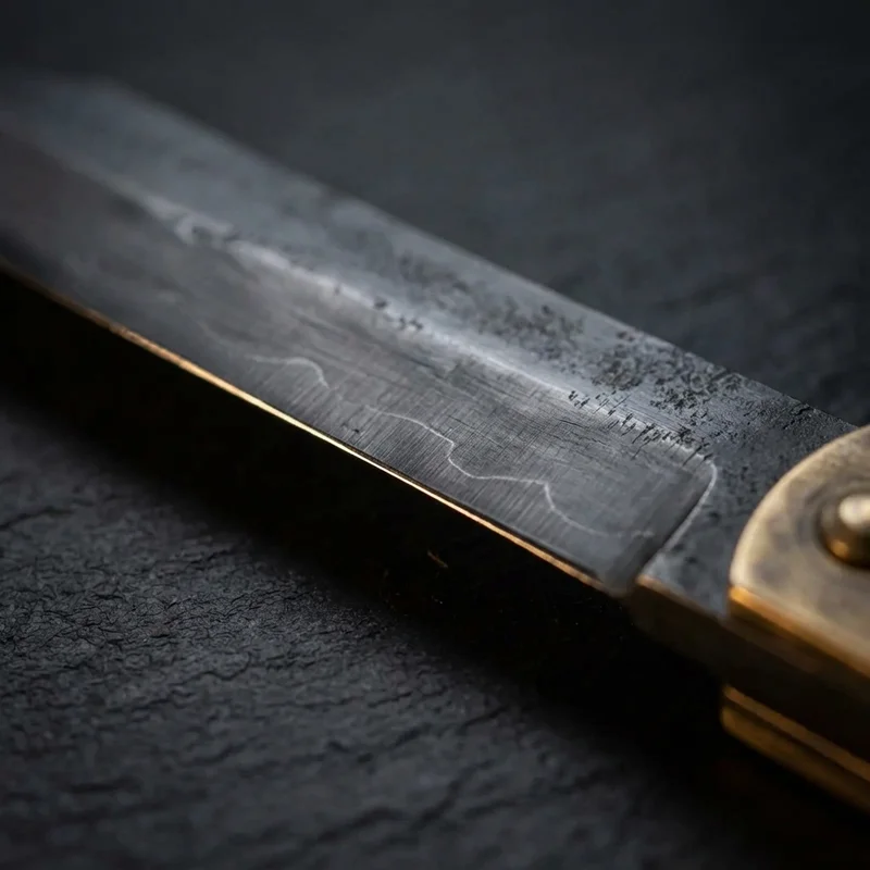 Nagao — Traditional Higonokami Knife Blue Paper Steel Brass Handle - 2