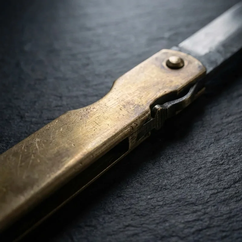 Nagao — Traditional Higonokami Knife Blue Paper Steel Brass Handle - 3