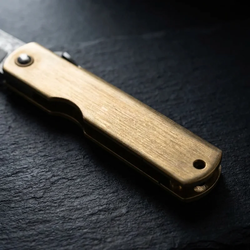 Nagao Seisakusho — Damascus Higonokami Knife VG-10 Core Brass Handle - 3