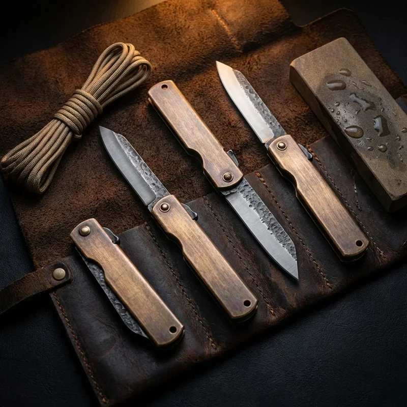 Higonokami — Premium Folding Knife Aogami Super Steel Bronze Handle - 6