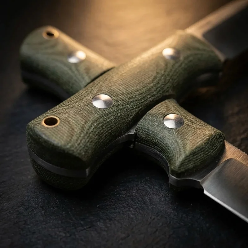 Bark River Bravo 1 — CPM-3V Steel Hunting Knife Green Canvas Micarta Handle - 3