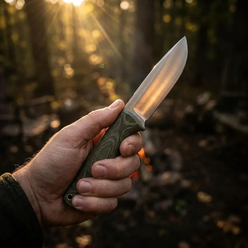 Bark River Bravo 1 — CPM-3V Steel Hunting Knife Green Canvas Micarta Handle - 5