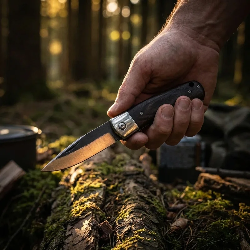 Kanekoma Seki — Blue Paper Steel Japanese EDC Knife San-Mai Iron Clad Handle - 5