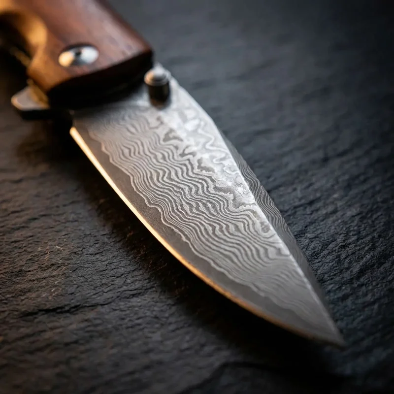 Mcusta Shinra Mixture — VG-10 Damascus Japanese Folding Knife Cocobolo Handle - 2