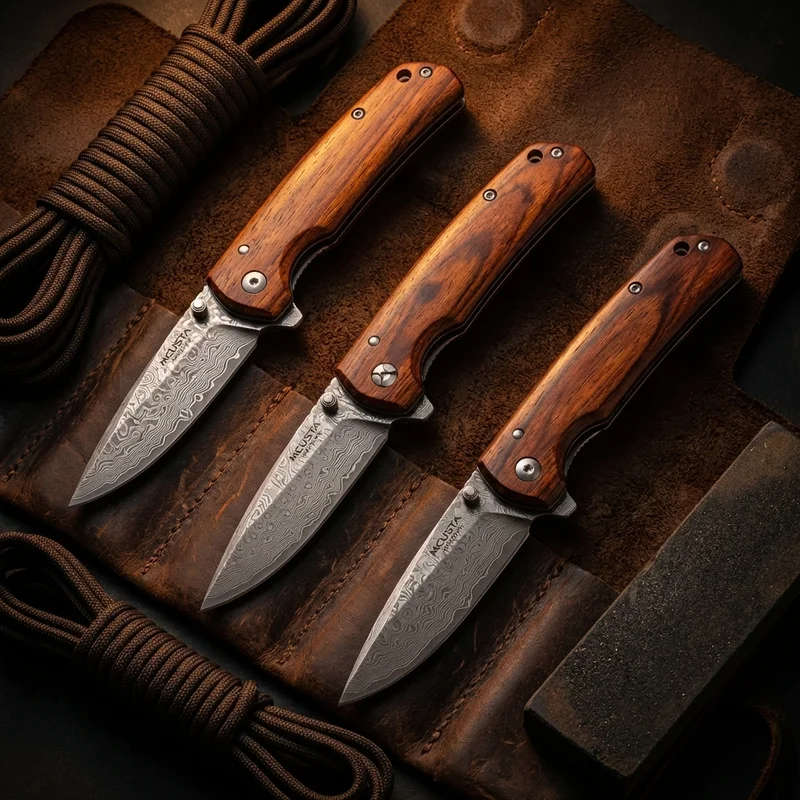 Mcusta Shinra Mixture — VG-10 Damascus Japanese Folding Knife Cocobolo Handle - 6