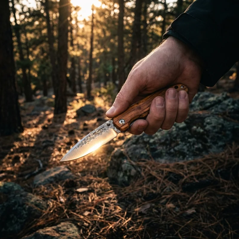 Mcusta Tsuchi — Hammered VG-10 Japanese Pocket Knife Quince Wood Handle - 5