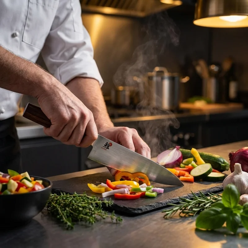 Miyabi 4000FC — Koh Gyutoh Japanese Kitchen Knife 20cm FC61 Steel Mahogany Handle - 5