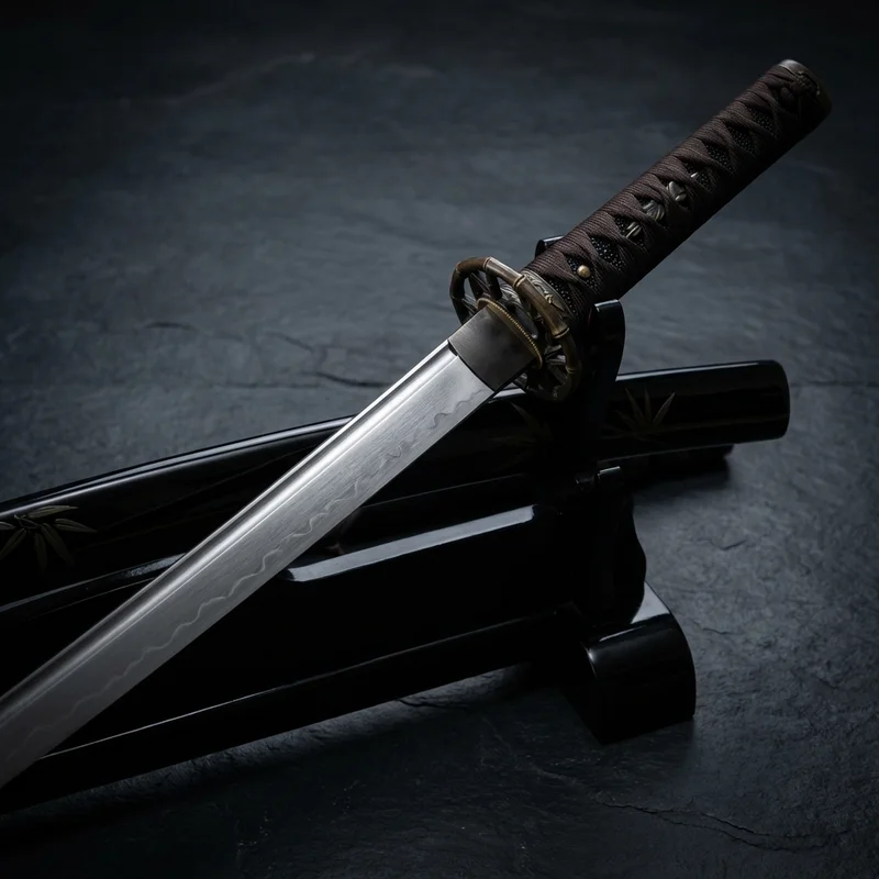 Musashi — Bamboo Warrior Japanese Katana 1060 Carbon Steel Lacquered Saya - 1