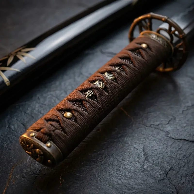 Musashi — Bamboo Warrior Japanese Katana 1060 Carbon Steel Lacquered Saya - 3