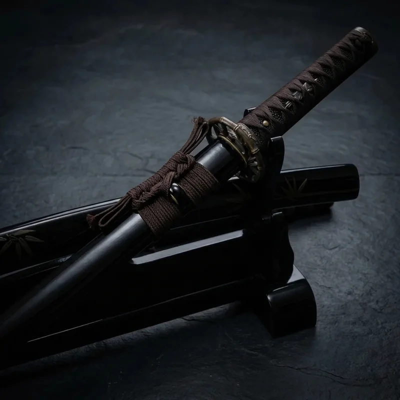 Musashi — Bamboo Warrior Japanese Katana 1060 Carbon Steel Lacquered Saya - 4