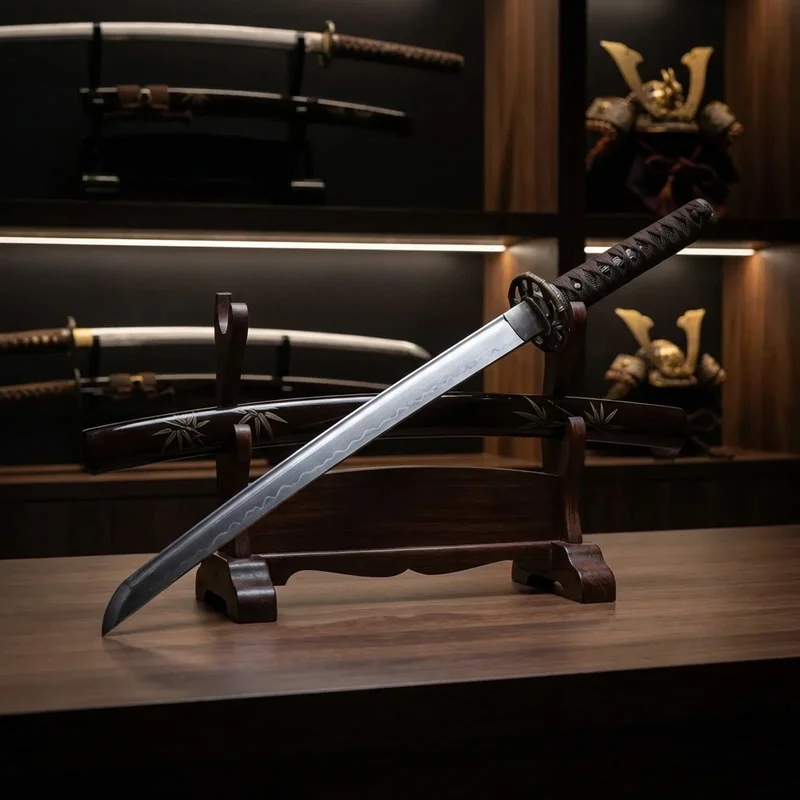 Musashi — Bamboo Warrior Japanese Katana 1060 Carbon Steel Lacquered Saya - 5