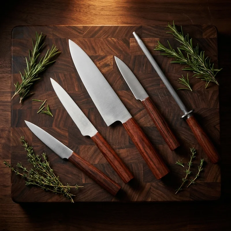 Robert Herder K1 — Carbon Steel Kitchen Knife 16cm Cherry Wood Handle - 6