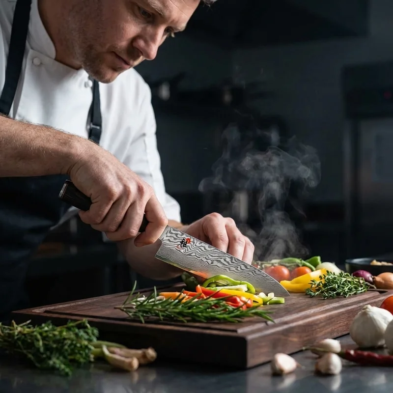 Miyabi Koh — FC61 Damascus Kitchen Knife 18cm Mahogany Pakkawood Handle - 5