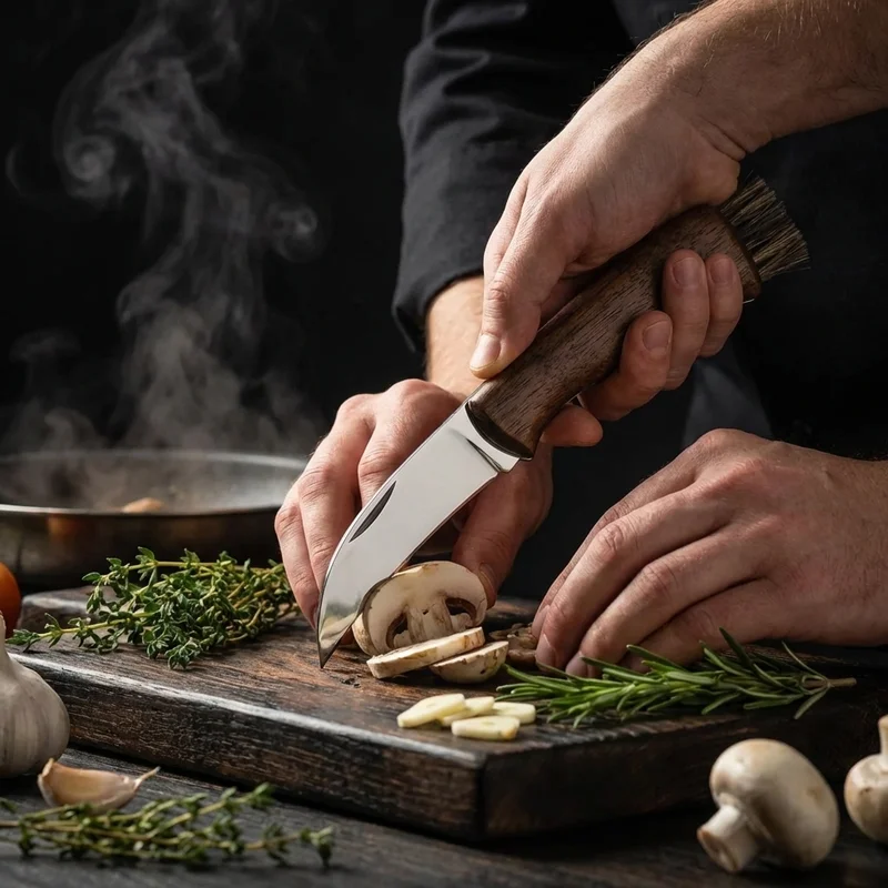 Fox Knives — Mushroom Harvesting Knife 420C Steel Walnut Handle with Bristle Brush - 5