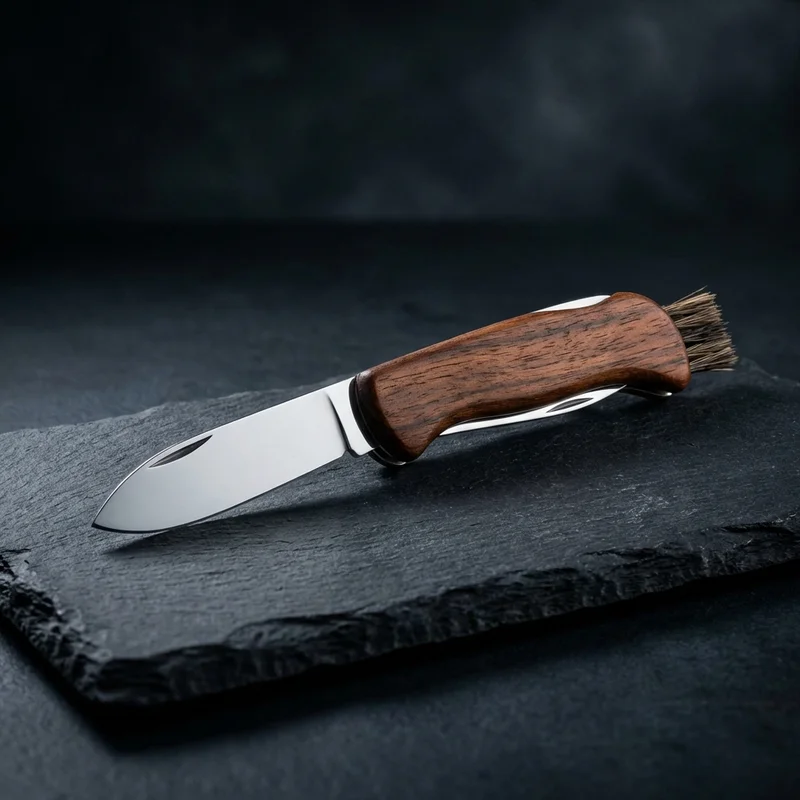 Victorinox — Mushroom Knife Stainless Steel Rosewood Handle Integrated Brush - 1
