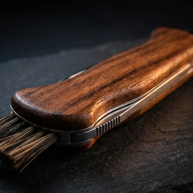 Victorinox — Mushroom Knife Stainless Steel Rosewood Handle Integrated Brush - 3