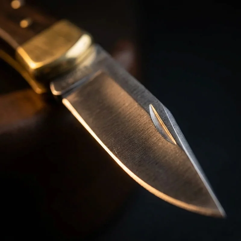 Buck 110 — Folding Hunter Pocket Knife 420HC Steel Ebony Dymondwood Brass Bolsters - 2