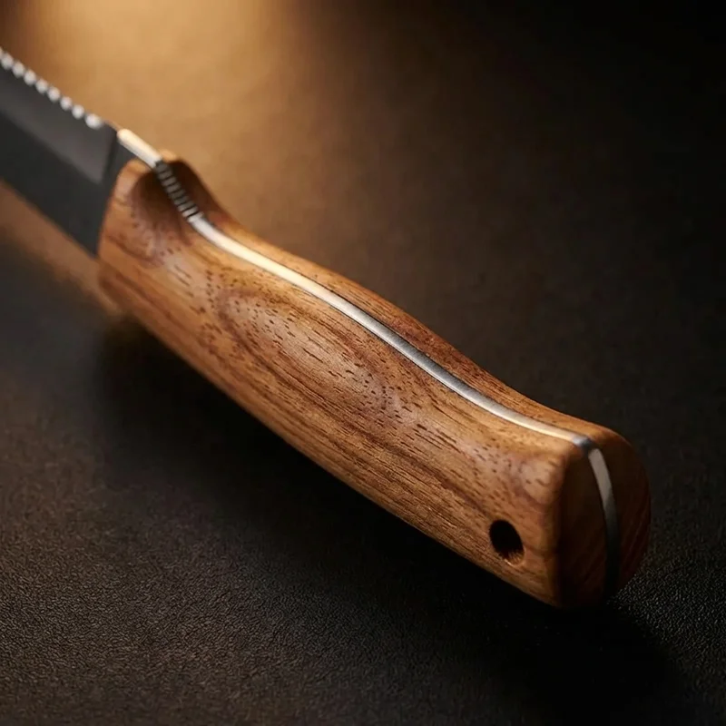 Deejo — Serrated Steak Knife Juniper Wood Handle - 3