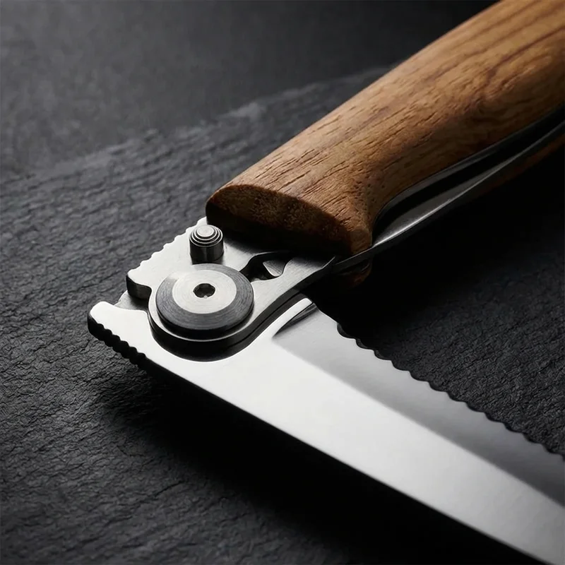 Deejo — Serrated Steak Knife Juniper Wood Handle - 4