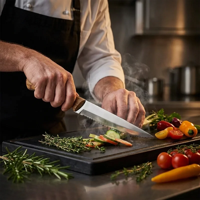 Deejo — Serrated Steak Knife Juniper Wood Handle - 5