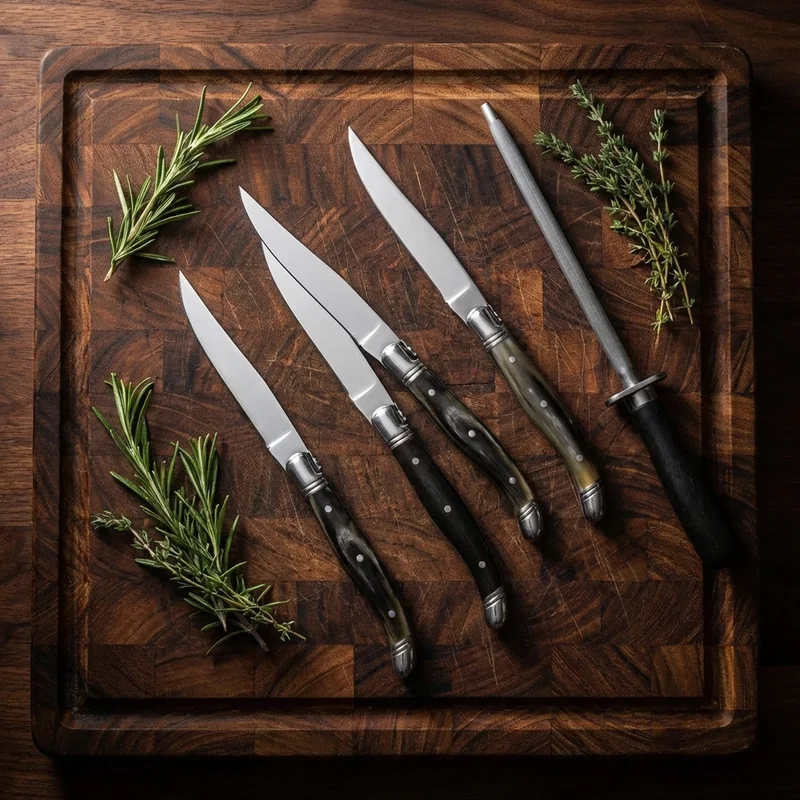 Jean Dubost Laguiole — Steak Knife Horn Tip Handle - 6