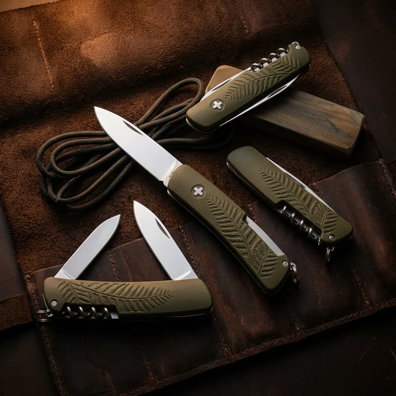 Swiza D04 — Swiss Pocket Knife 11-Function Olive Fern Edition Handle - 6