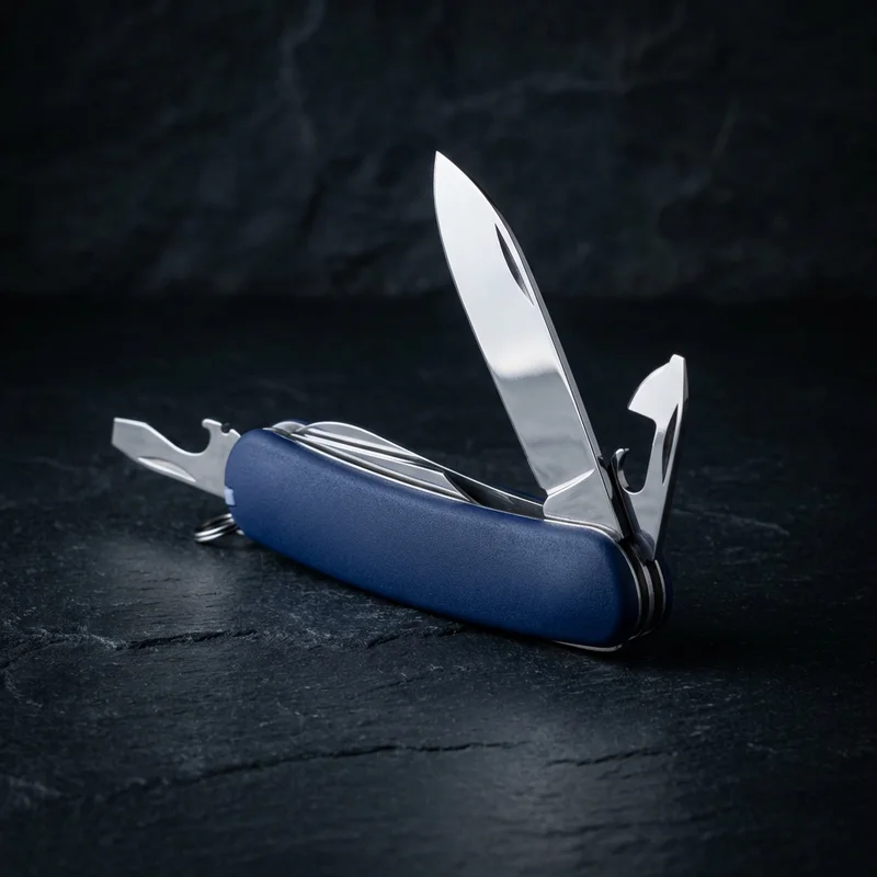 Swiza D06 — Swiss Pocket Knife 12-Function Blue Soft-Touch Handle - 1