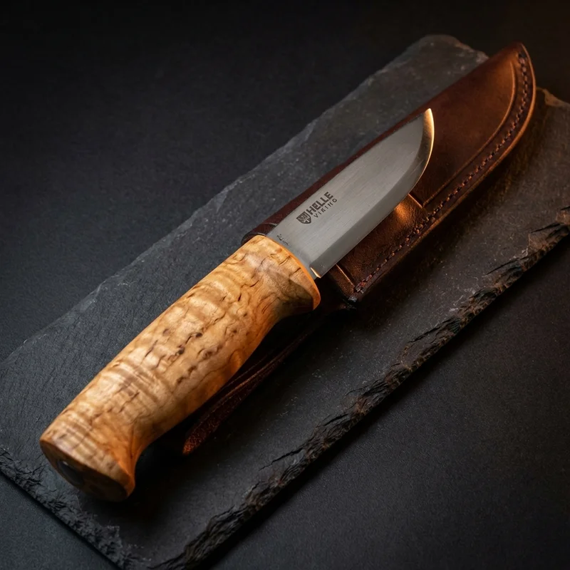 Helle Viking — Hand-Forged Carbon Steel Nordic Knife Curly Birch Handle - 4