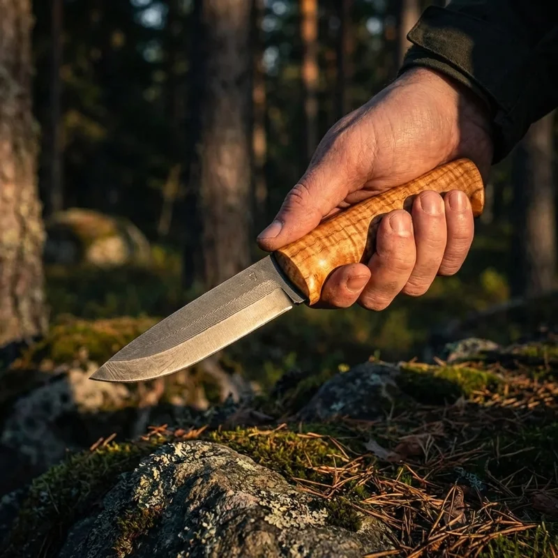 Roselli — Scandinavian Viking Hunting Knife UHC Steel Curly Birch Handle - 5